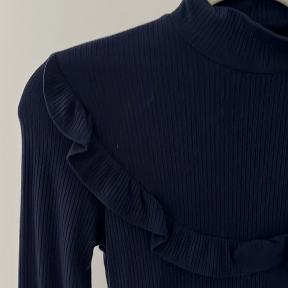 NWOT Reformation Greer Dress Mockneck Navy Blue Size S - Picture 3 of 6